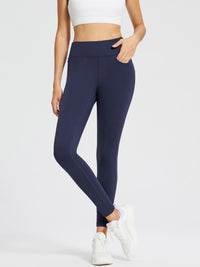 Fleece gefütterte Leggings Frauen thermische warme hohe Taille Tummy Control Workout Laufhosen mit Taschen Jeggings