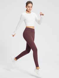 Fleece gefütterte Leggings Frauen thermische warme hohe Taille Tummy Control Workout Laufhosen mit Taschen Jeggings