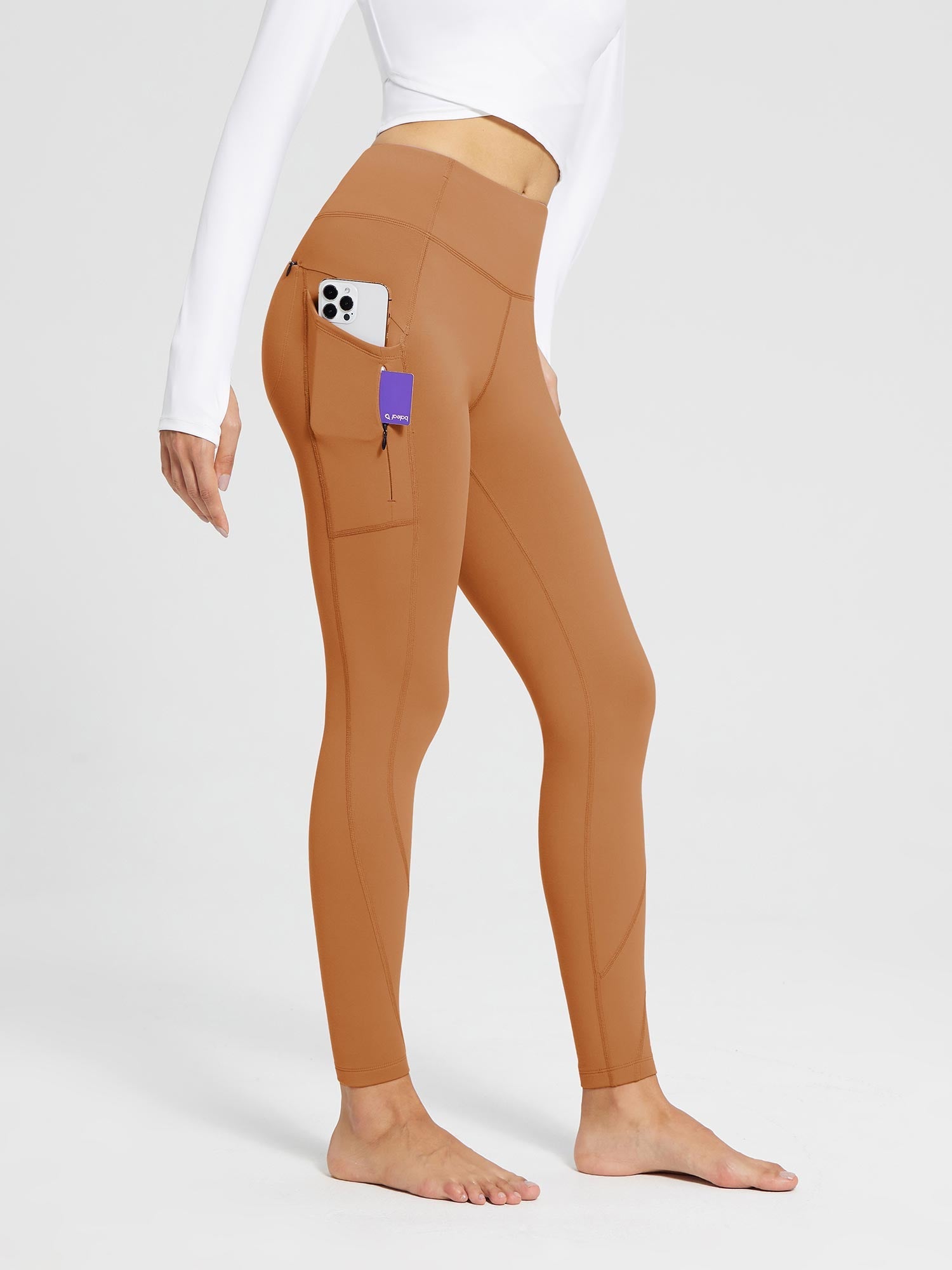 High Waist Fleece gefüttert Yogahose Outdoor Thermohose