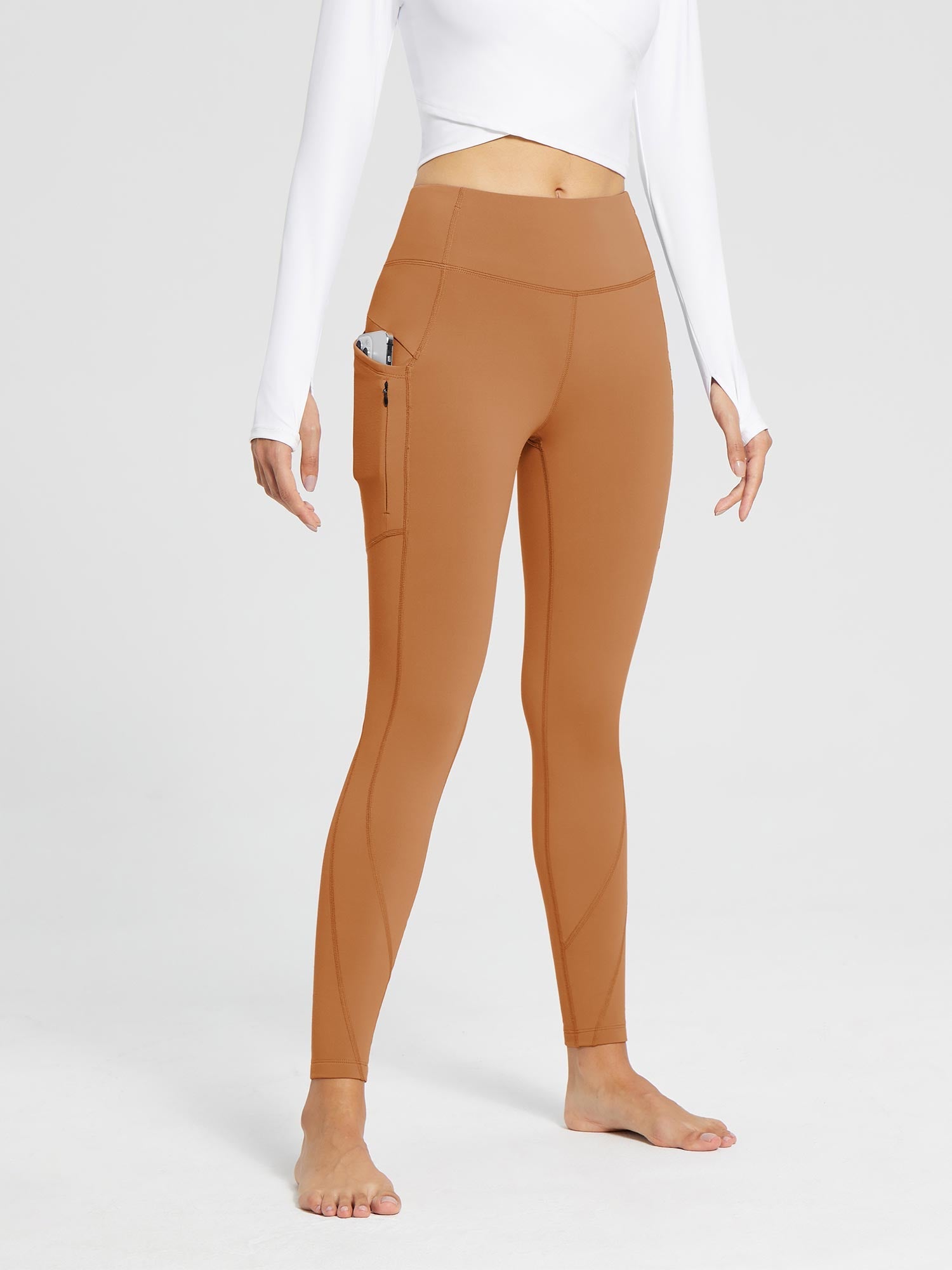 High Waist Fleece gefüttert Yogahose Outdoor Thermohose