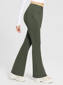 Damen Thermo Yogahose High Waist Flared Leggings Winter Fleece gefütterte Thermohose Drawstring Thermal Leggings