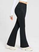 Damen Thermo Yogahose High Waist Flared Leggings Winter Fleece gefütterte Thermohose Drawstring Thermal Leggings