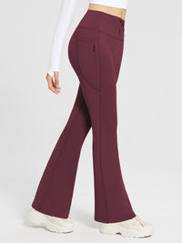 Damen Thermo Yogahose High Waist Flared Leggings Winter Fleece gefütterte Thermohose Drawstring Thermal Leggings