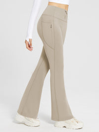 Damen Thermo Yogahose High Waist Flared Leggings Winter Fleece gefütterte Thermohose Drawstring Thermal Leggings