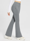 Damen Thermo Yogahose High Waist Flared Leggings Winter Fleece gefütterte Thermohose Drawstring Thermal Leggings