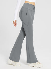 Damen Thermo Yogahose High Waist Flared Leggings Winter Fleece gefütterte Thermohose Drawstring Thermal Leggings