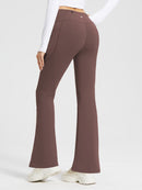 Damen Thermo Yogahose High Waist Flared Leggings Winter Fleece gefütterte Thermohose Drawstring Thermal Leggings