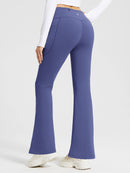 Damen Thermo Yogahose High Waist Flared Leggings Winter Fleece gefütterte Thermohose Drawstring Thermal Leggings