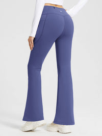 Damen Thermo Yogahose High Waist Flared Leggings Winter Fleece gefütterte Thermohose Drawstring Thermal Leggings