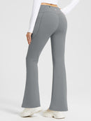 Damen Thermo Yogahose High Waist Flared Leggings Winter Fleece gefütterte Thermohose Drawstring Thermal Leggings