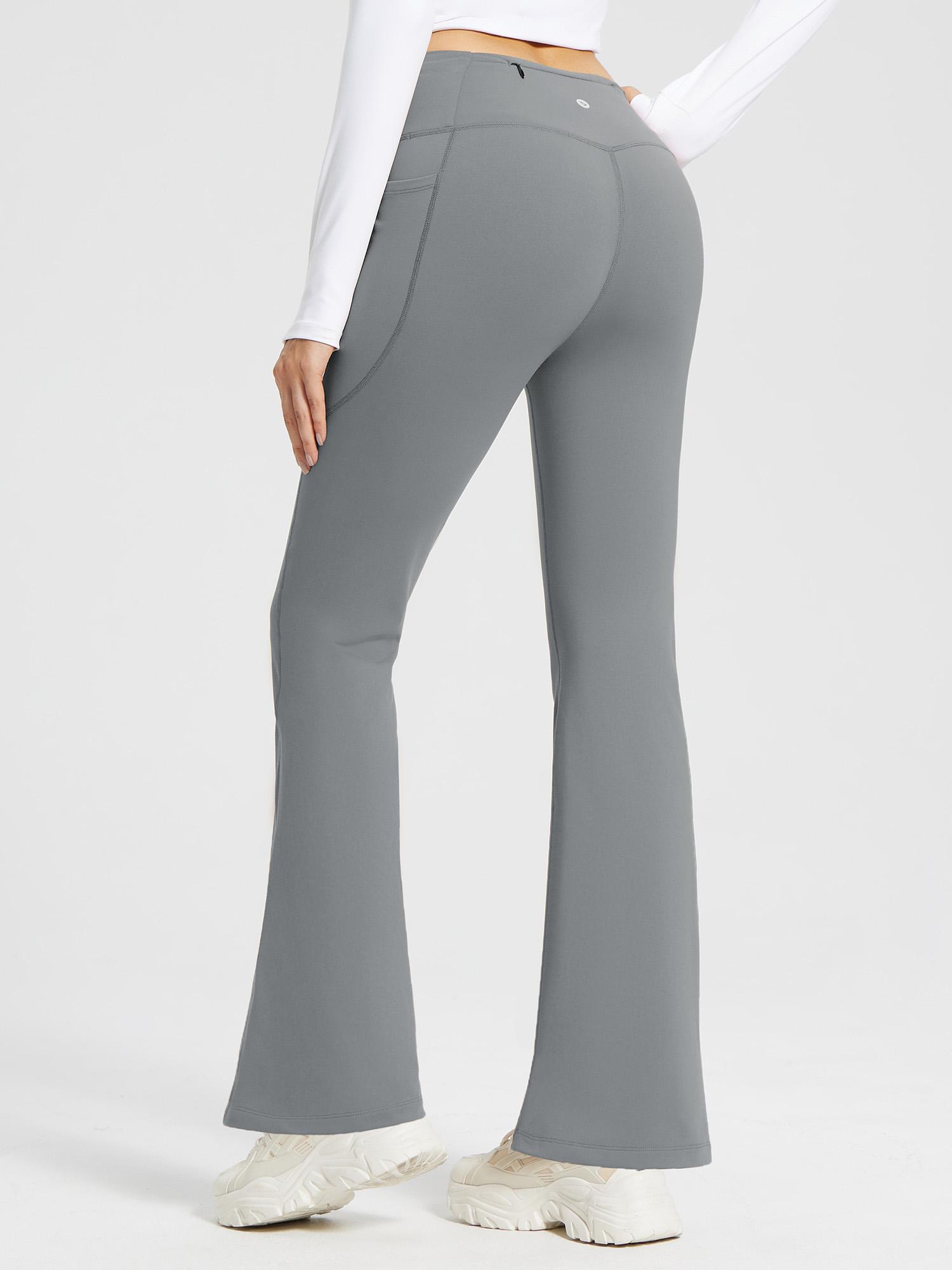 Damen Thermo Yogahose High Waist Flared Leggings Winter Fleece gefütterte Thermohose Drawstring Thermal Leggings