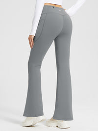 Damen Thermo Yogahose High Waist Flared Leggings Winter Fleece gefütterte Thermohose Drawstring Thermal Leggings