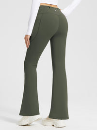 Damen Thermo Yogahose High Waist Flared Leggings Winter Fleece gefütterte Thermohose Drawstring Thermal Leggings