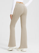 Damen Thermo Yogahose High Waist Flared Leggings Winter Fleece gefütterte Thermohose Drawstring Thermal Leggings