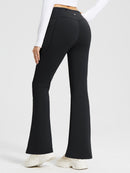 Damen Thermo Yogahose High Waist Flared Leggings Winter Fleece gefütterte Thermohose Drawstring Thermal Leggings