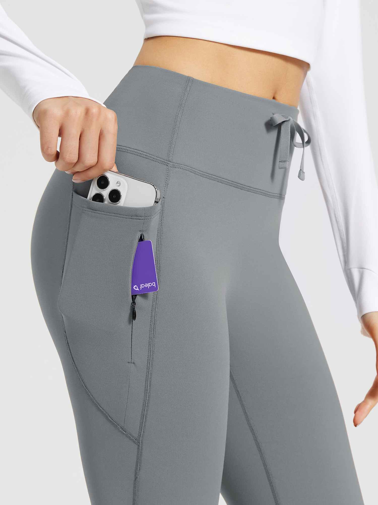 Damen Thermo Yogahose High Waist Flared Leggings Winter Fleece gefütterte Thermohose Drawstring Thermal Leggings