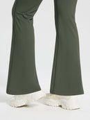 Damen Thermo Yogahose High Waist Flared Leggings Winter Fleece gefütterte Thermohose Drawstring Thermal Leggings