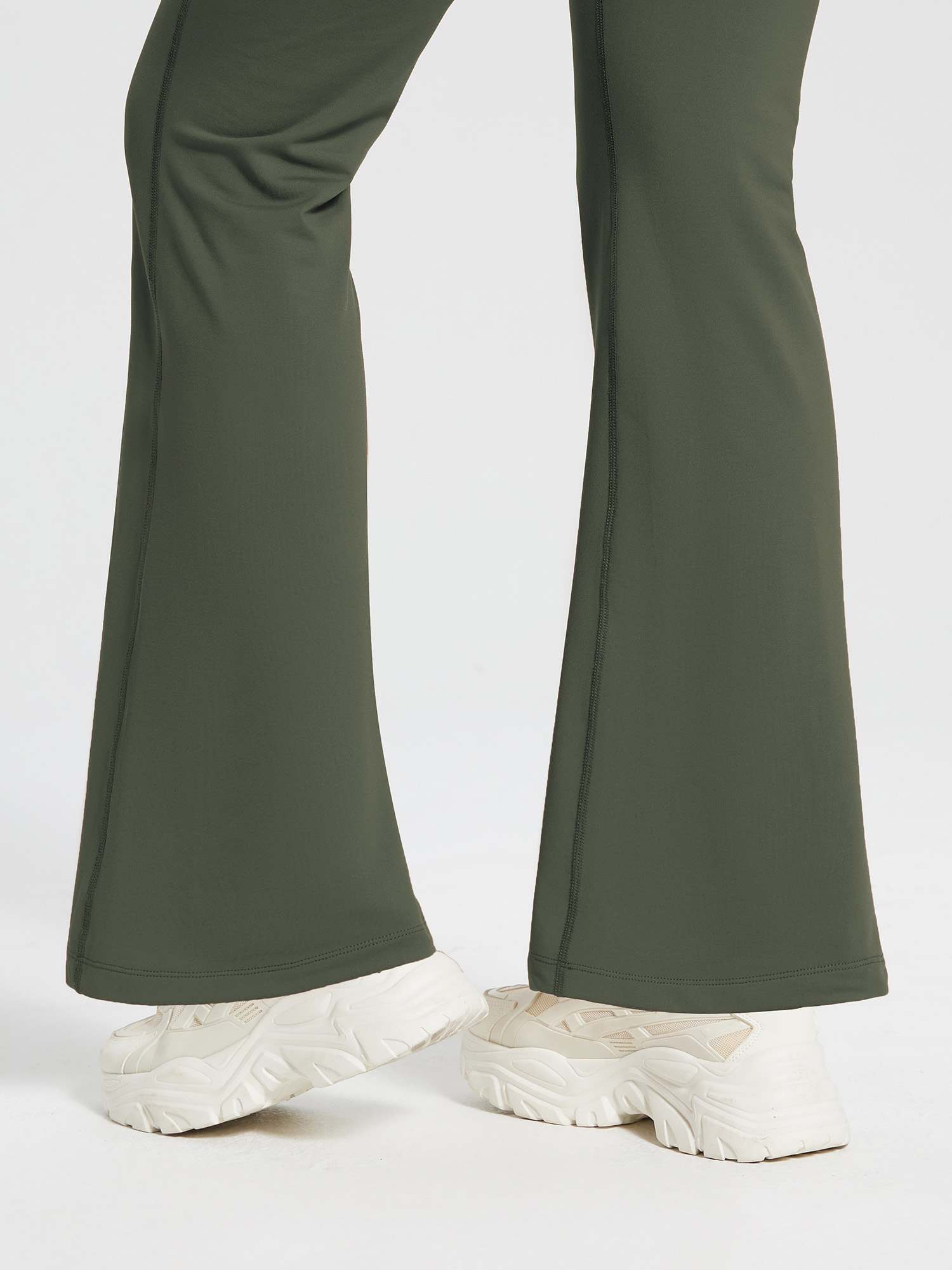 Damen Thermo Yogahose High Waist Flared Leggings Winter Fleece gefütterte Thermohose Drawstring Thermal Leggings