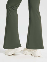 Damen Thermo Yogahose High Waist Flared Leggings Winter Fleece gefütterte Thermohose Drawstring Thermal Leggings