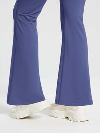 Damen Thermo Yogahose High Waist Flared Leggings Winter Fleece gefütterte Thermohose Drawstring Thermal Leggings