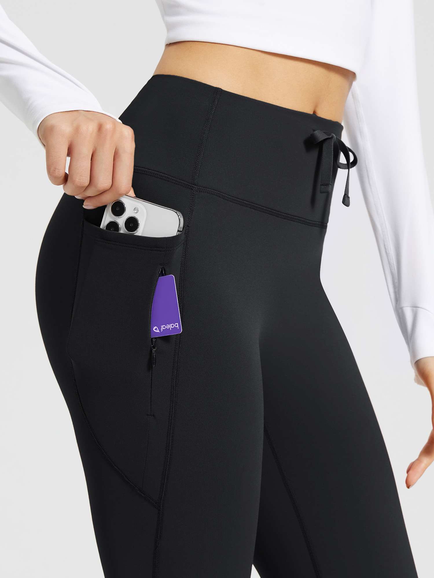 Damen Thermo Yogahose High Waist Flared Leggings Winter Fleece gefütterte Thermohose Drawstring Thermal Leggings