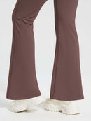 Damen Thermo Yogahose High Waist Flared Leggings Winter Fleece gefütterte Thermohose Drawstring Thermal Leggings