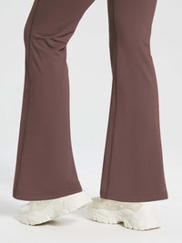 Damen Thermo Yogahose High Waist Flared Leggings Winter Fleece gefütterte Thermohose Drawstring Thermal Leggings