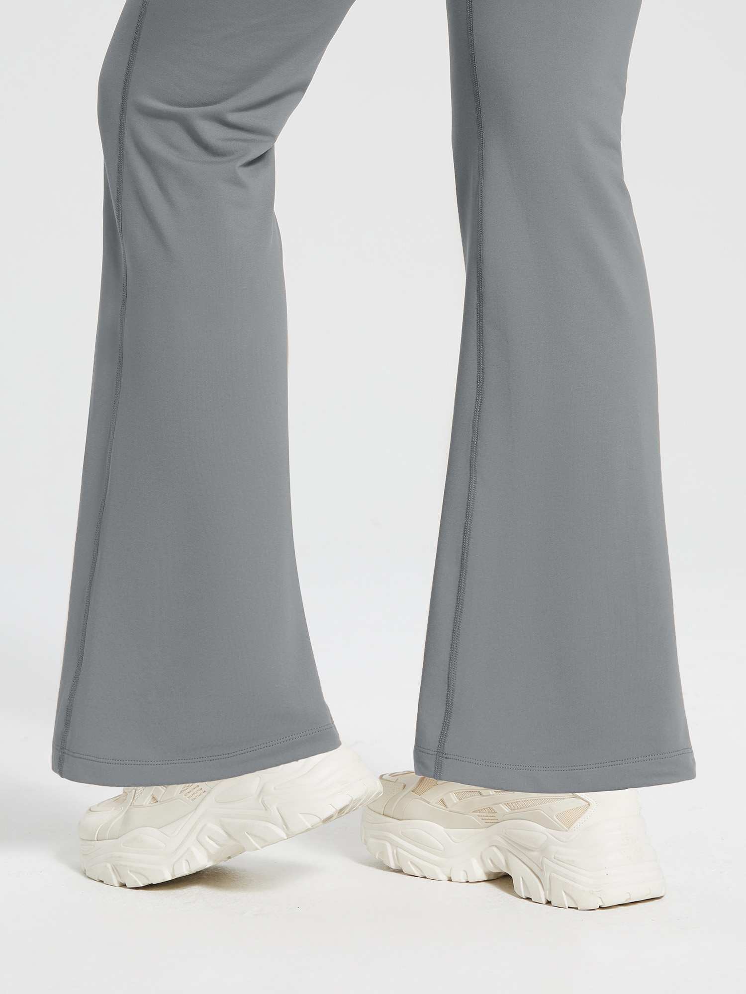 Damen Thermo Yogahose High Waist Flared Leggings Winter Fleece gefütterte Thermohose Drawstring Thermal Leggings