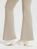 Damen Thermo Yogahose High Waist Flared Leggings Winter Fleece gefütterte Thermohose Drawstring Thermal Leggings