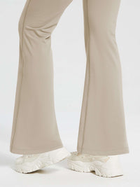 Damen Thermo Yogahose High Waist Flared Leggings Winter Fleece gefütterte Thermohose Drawstring Thermal Leggings