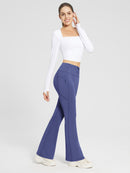 Damen Thermo Yogahose High Waist Flared Leggings Winter Fleece gefütterte Thermohose Drawstring Thermal Leggings