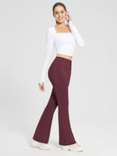 Damen Thermo Yogahose High Waist Flared Leggings Winter Fleece gefütterte Thermohose Drawstring Thermal Leggings