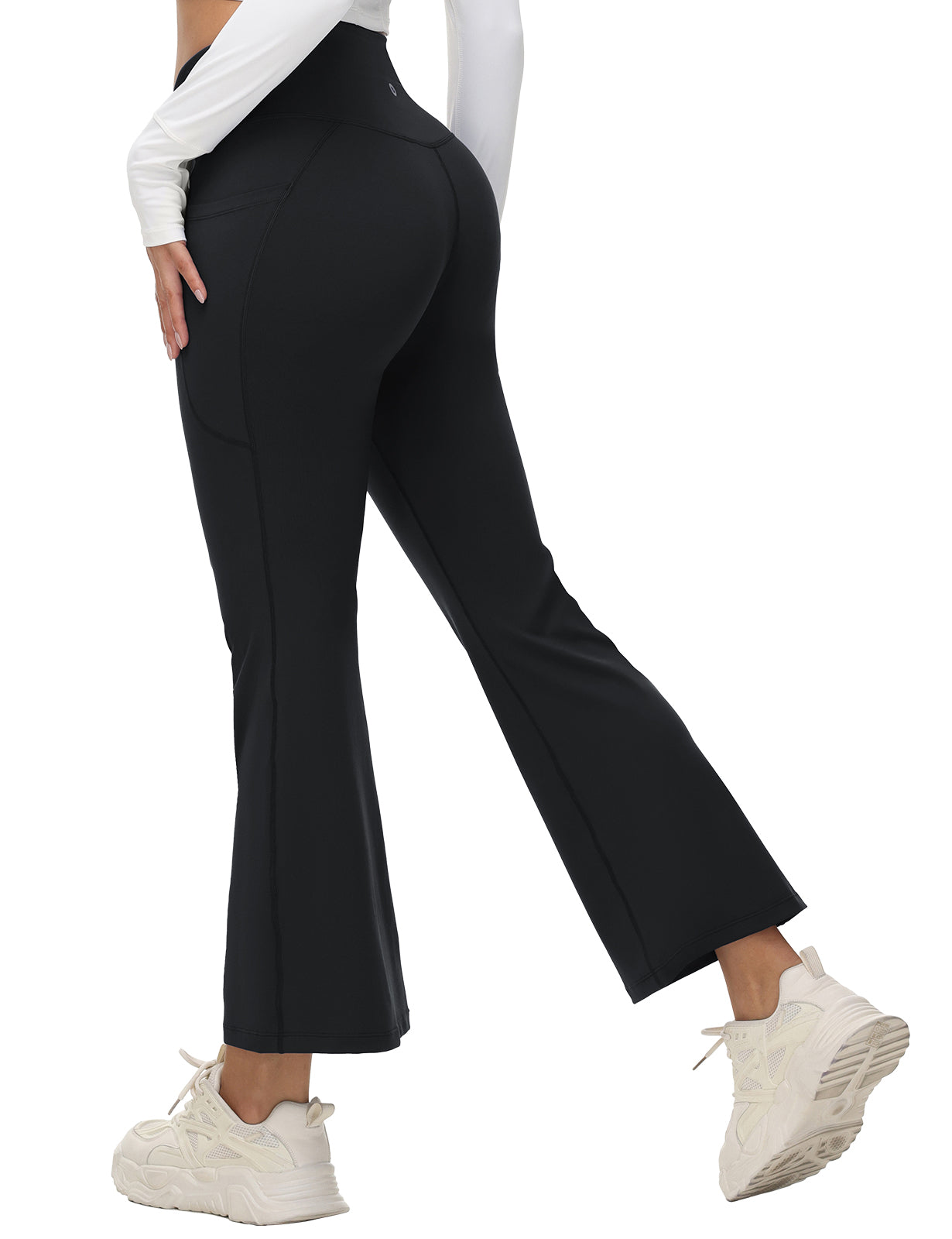 Damen-Yogahose mit hoher Taille und leicht ausgestelltem Bein