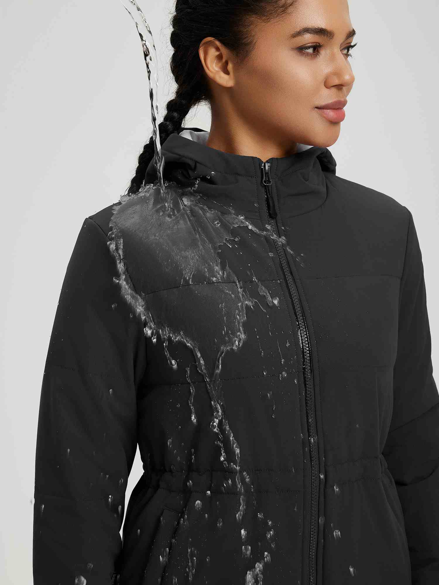 Damen Fleece gefüttert Outdoorjacke aus gewebter Baumwolle mit tailliertem Schnitt