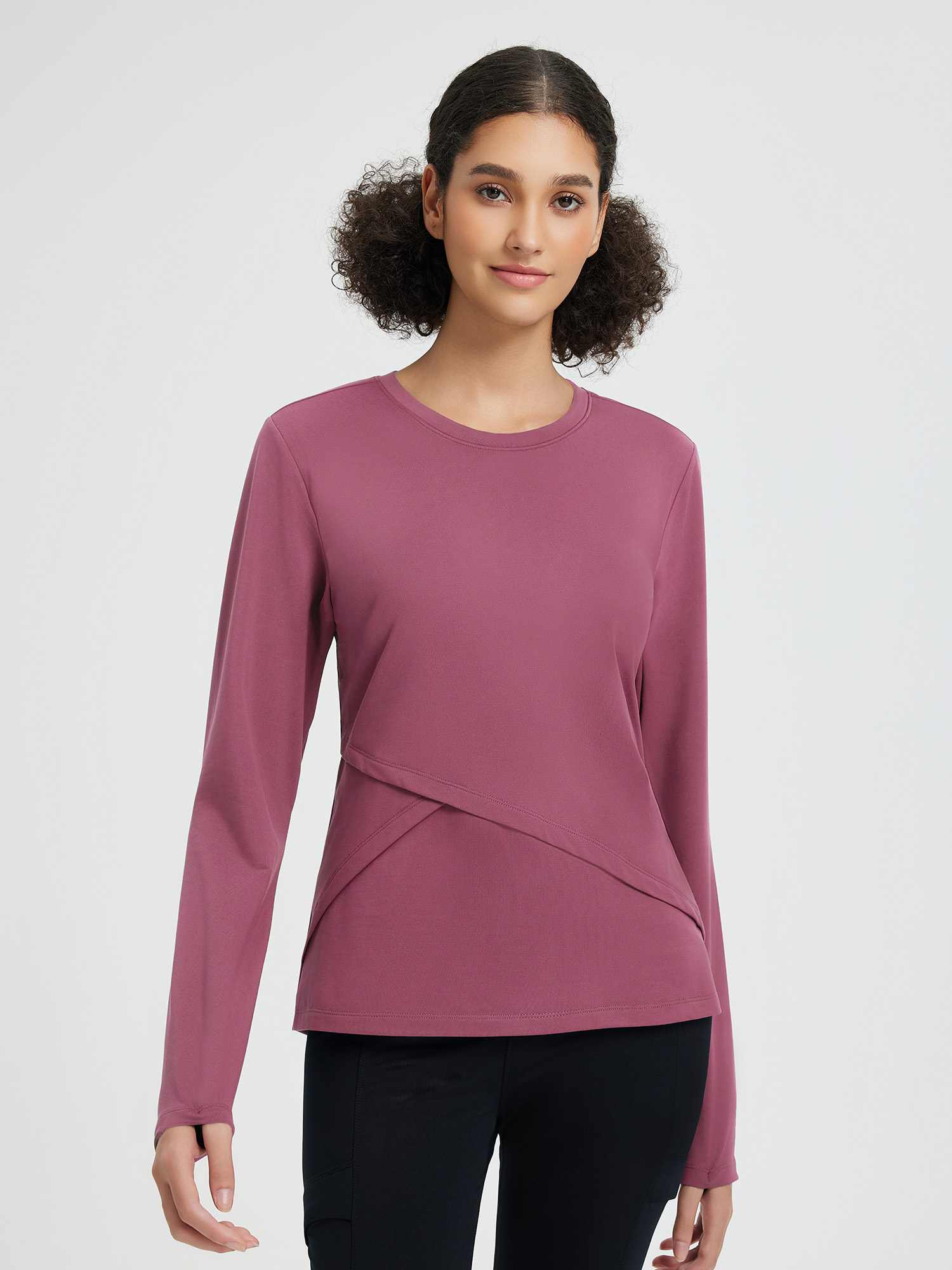 Damen Laufshirt mit Streifenmuster und langen Ärmeln