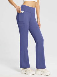 Yoga-Style-Leggings mit Fleecefutter hoher Taille und geradem Bein mit Taschen