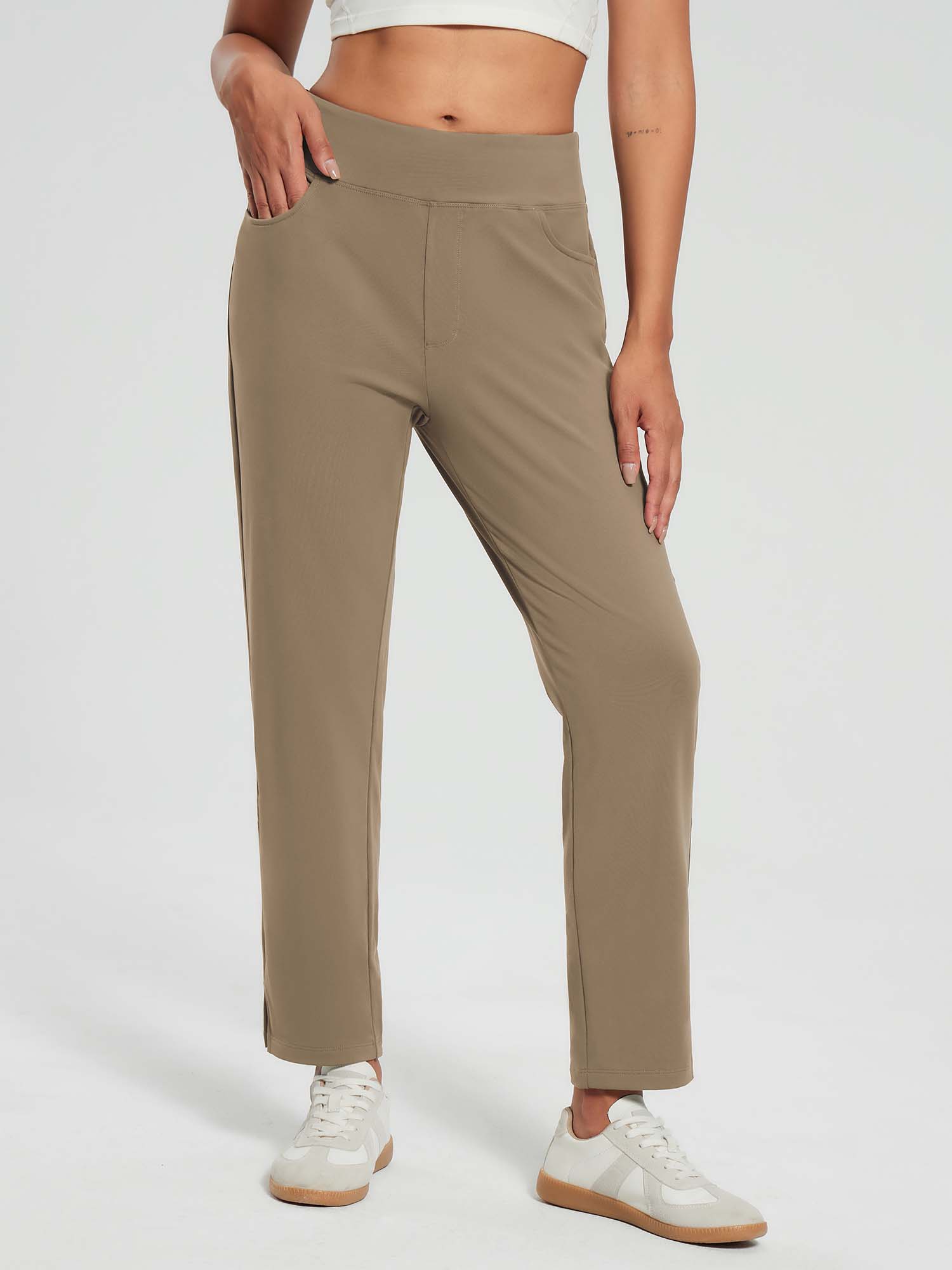 Damen Winter Stretch Wanderhose Schnelltrocken Leichte mit Reißverschlusstasche Freizeithose