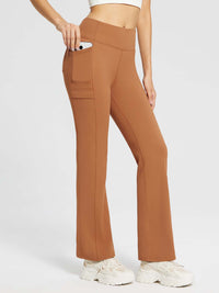 Yoga-Style-Leggings mit Fleecefutter hoher Taille und geradem Bein mit Taschen