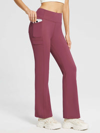 Yoga-Style-Leggings mit Fleecefutter hoher Taille und geradem Bein mit Taschen