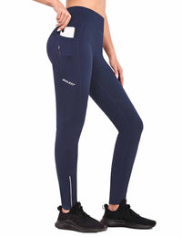 Damen Fahrradhose Lang mit Reißverschluss Warm Gefüttert Jogginghose Running Tights Thermo Laufhose