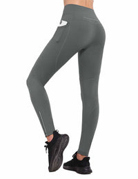 Damen Fahrradhose Lang mit Reißverschluss Warm Gefüttert Jogginghose Running Tights Thermo Laufhose