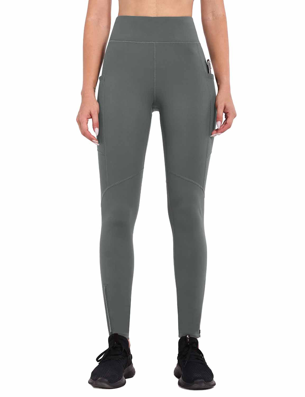 Damen Fahrradhose Lang mit Reißverschluss Warm Gefüttert Jogginghose Running Tights Thermo Laufhose