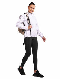 Damen Fahrradhose Lang mit Reißverschluss Warm Gefüttert Jogginghose Running Tights Thermo Laufhose
