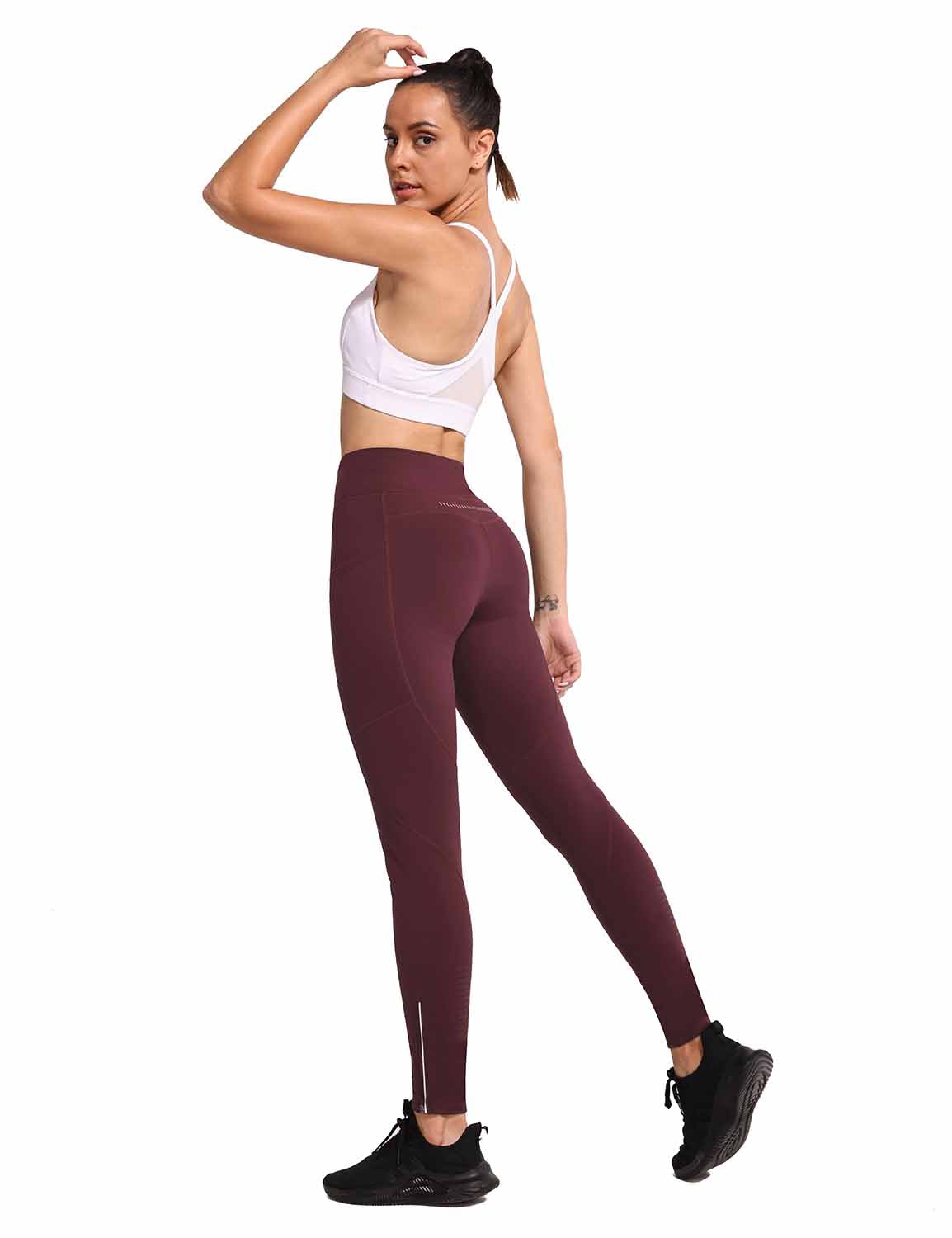 Damen Fahrradhose Lang mit Reißverschluss Warm Gefüttert Jogginghose Running Tights Thermo Laufhose