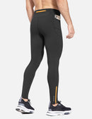 Herren Winter Kompressionshose Lang Wasserabweisend Thermo Laufhose Lauftights Sporthose mit Reißverschlusstasche