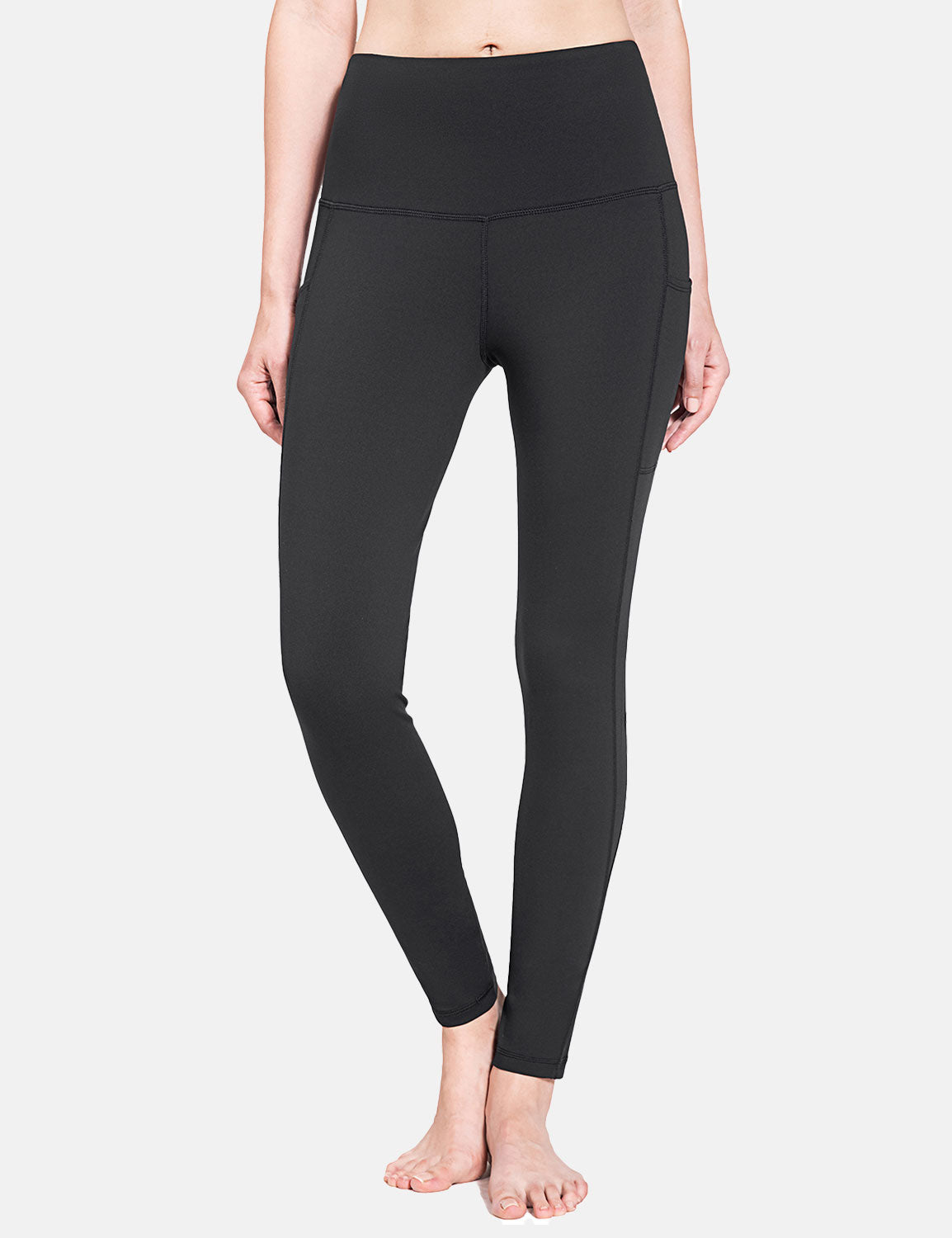 Damen Sport Leggings Winter Thermo Leggings wasserdichte Hohe Taille Fleece Gefütter Yogahose Blickdicht Slim Fit Wandern Laufhose mit Taschen