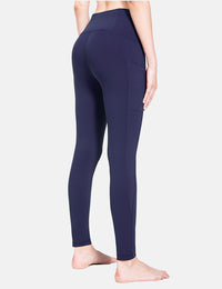 Damen Sport Leggings Winter Thermo Leggings wasserdichte Hohe Taille Fleece Gefütter Yogahose Blickdicht Slim Fit Wandern Laufhose mit Taschen