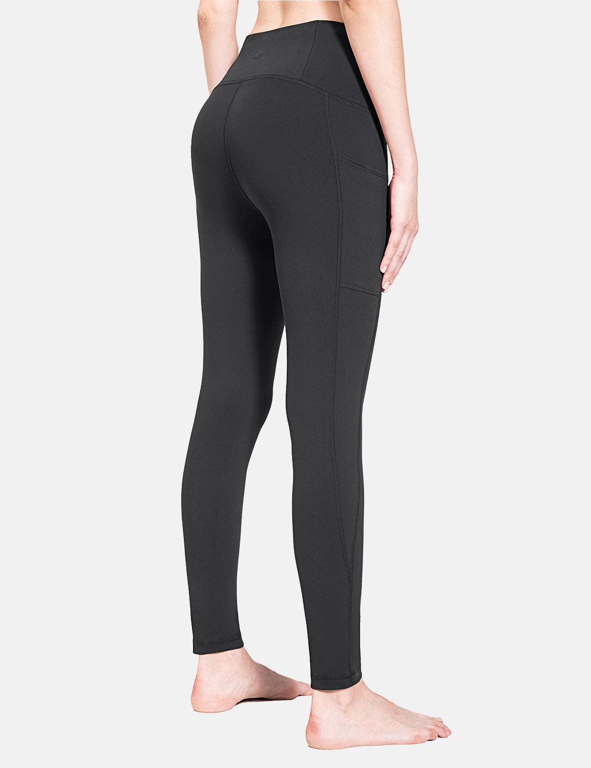 Damen Sport Leggings Winter Thermo Leggings wasserdichte Hohe Taille Fleece Gefütter Yogahose Blickdicht Slim Fit Wandern Laufhose mit Taschen