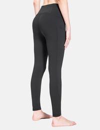 Damen Sport Leggings Winter Thermo Leggings wasserdichte Hohe Taille Fleece Gefütter Yogahose Blickdicht Slim Fit Wandern Laufhose mit Taschen