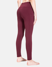 Damen Sport Leggings Winter Thermo Leggings wasserdichte Hohe Taille Fleece Gefütter Yogahose Blickdicht Slim Fit Wandern Laufhose mit Taschen
